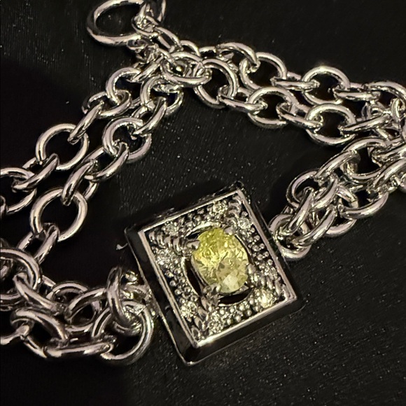 Peridot and diamond art deco bracelet silver - Picture 2 of 5